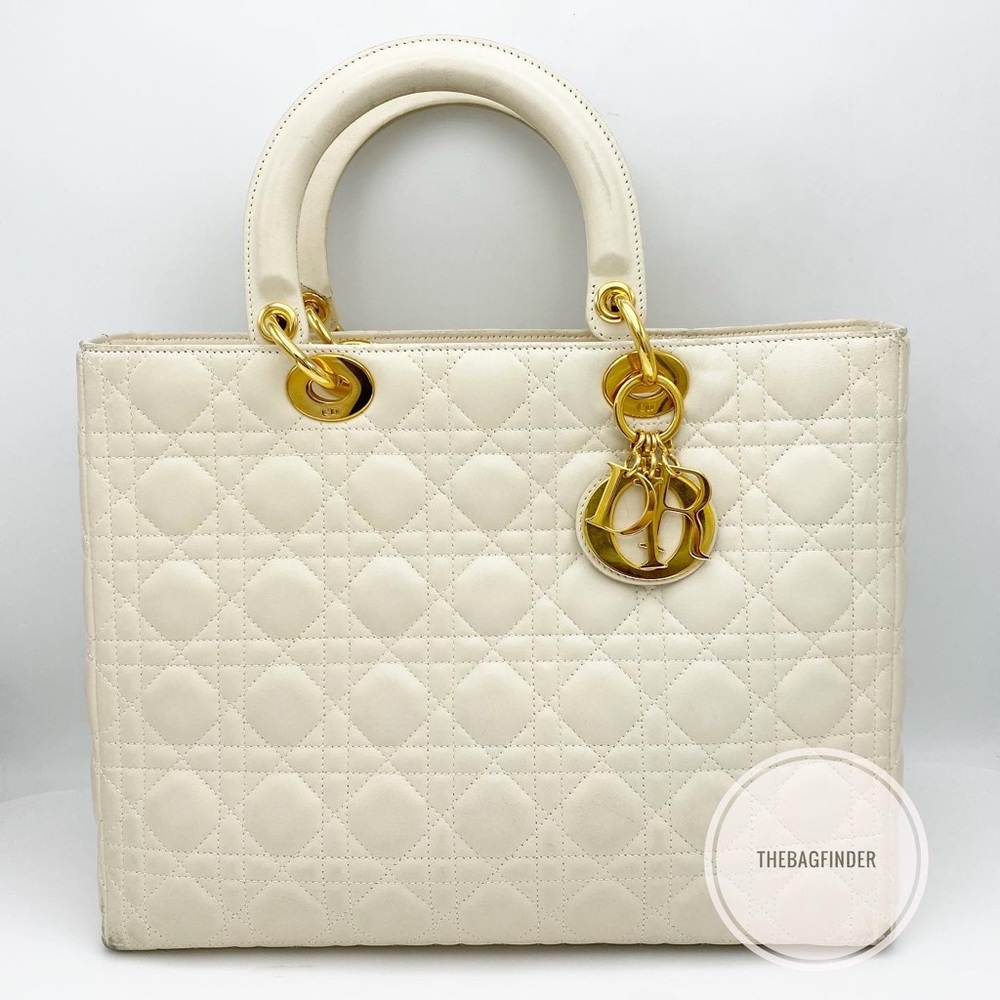 Christian Dior Cannage Lady Large White